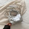 Beaded Bow Solid Color 2 New Casual Simple Design Chain Fold Work Small Carry Handbag Bag Woman
