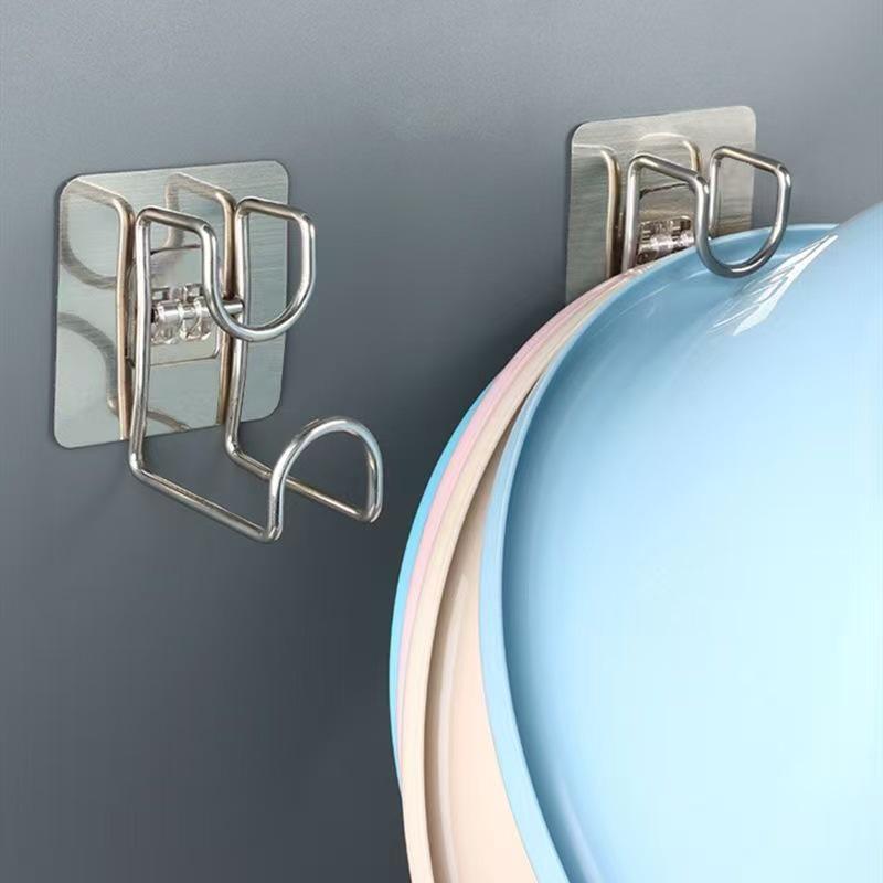 Wall-Mounted Bathroom Basin Hook Rack - No-Drill Adhesive Shelf