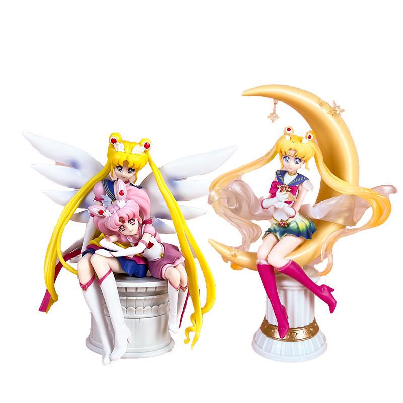 Figura in PVC di Sailor Moon Tsukino Usagi con Ali e Design da Dea della Luna per Collezionisti e Fan