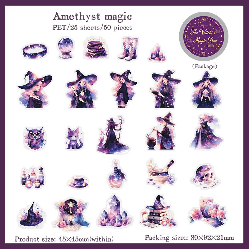 50 Pcs Witch's Magic Box Theme Iron box shape Stickers PET sticker DIY diary decoration sticker album scrapbooking Junk Journal