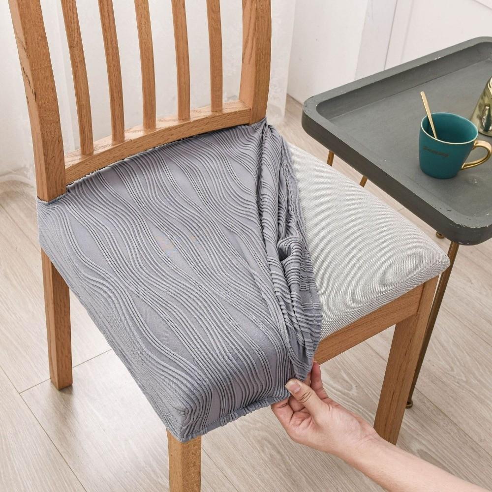 New Anti-slip Dining Chair Cover Soft Thicken Fabric Seat Cover Water Ripple Washable Chair Slipcover For Office Home Seats