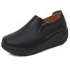 Zapatos de cuero para mujer, calzado informal para caminar con tacones de cuña, suaves y transpirables, para estudiantes, enfermeras, primavera y otoño