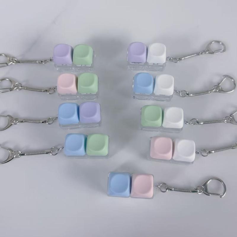1/2 Key Led Keyboard Button Clicker Mechanical Keyboard Keychain For Gifts To Pass The Boring Time Stress Relief