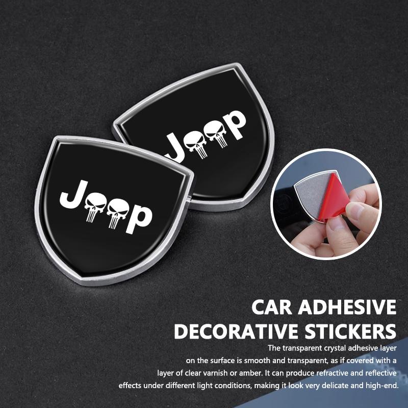 Car Personalized Decor Sticker Silver Shield Shape Emblem For Jeep Cherokee Patriot Liberty Wrangler JK JL Commander ALZ1