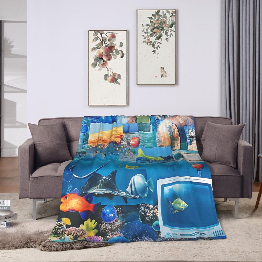 Frutiger Aero Retro Y2K Grunge Super Weiche Decke Camping Plüsch Bettwäsche Überwürfe Wohnzimmer Flanell Bettüberwurf Sofabettbezug