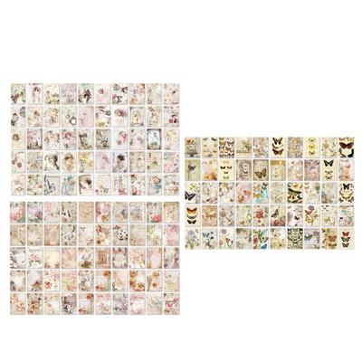 100 ark Vintage Scrapbookpapper Dekorativt Estetiskt Journalföring Bakgrundspapper för DIY Planerare