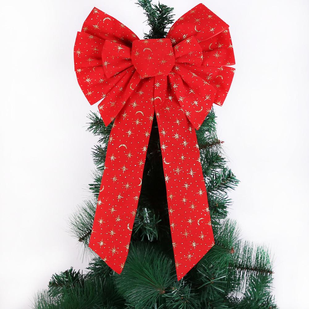 Christmas Designed Beautifully Tree Decoration Bow With Elegant Glittery Fabric In Sizes Various