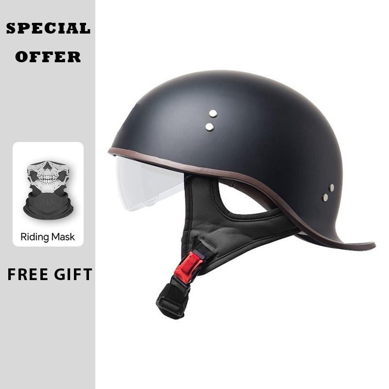 Retro Half Helmet 3C Certification Men Women Motorcycle Electric Helmets Summer Motorbike Riding Low Profile Half Helmet Vintage