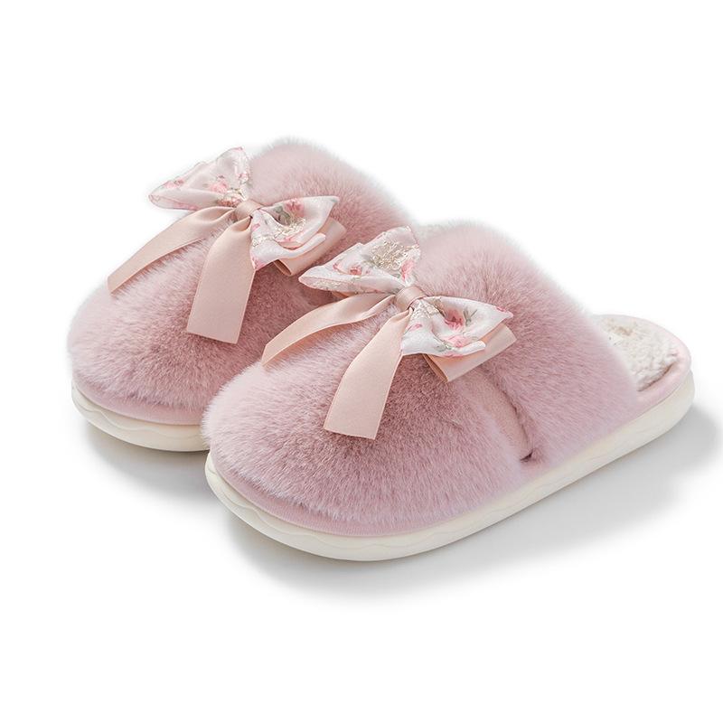 Fashion Female Autumn and Winter Versatile Plush Women Indoor Household Bedroom Fur Insulation and Anti Slip Couple Slippers