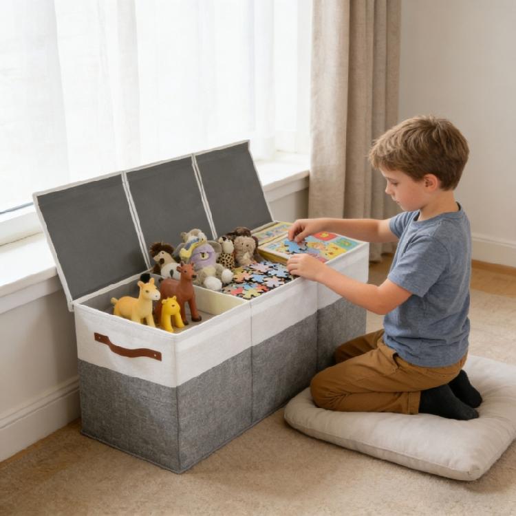 Space Saving Foldable Children's Storage Box 150L Capacity Adjustable Compartments Materials Organizers