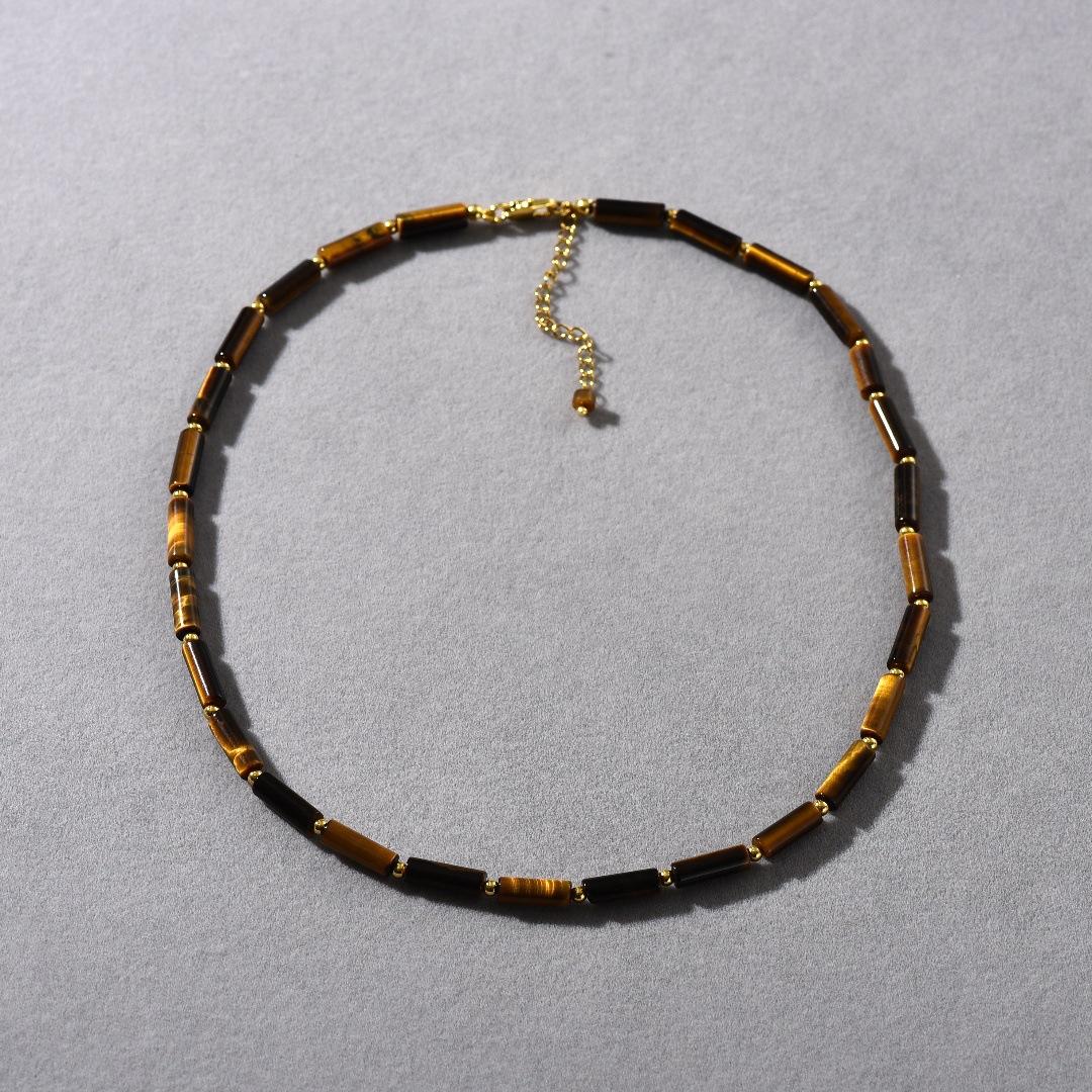 Модная ретро-цепочка на ключицы с бусинами из коричневого тигрового камня, подчеркивающая темперамент, с уникальным дизайном, модное ожерелье