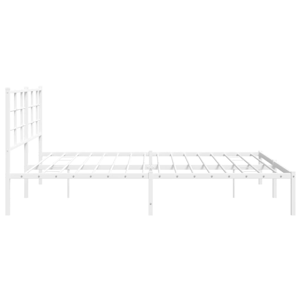 Metal Bed Frame with Headboard White 72  X 84  (183 X 213 Cm)