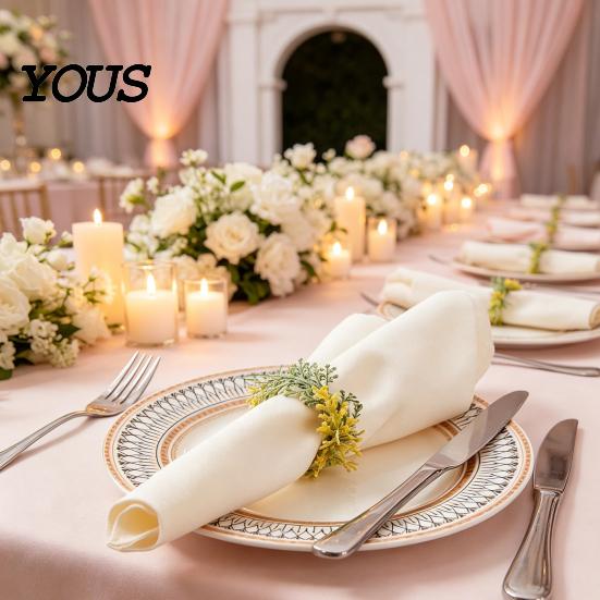 Household Napkin Holder 6Pcs Rings, Elastic Design for Light And Thick Ring Napkins, Imitation Holly Leaf Accessory Weddings Parties Home Use