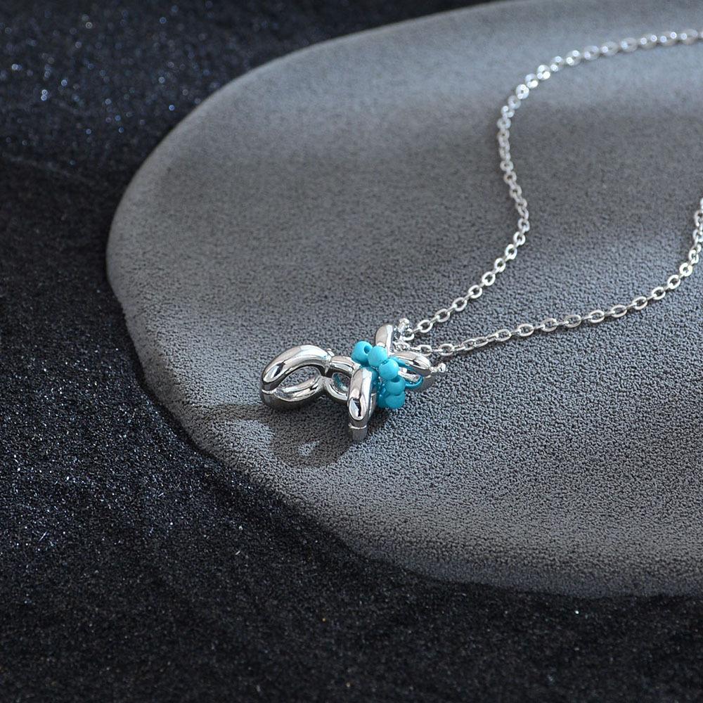 Turquoise Balloon Puppy Necklace Female Niche Light Luxury High Sense Dopamine Cute Collarbone Chain