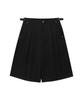 Weseullihyuseuteon Buckle Detail Two Tuck Bermuda Slacks Black