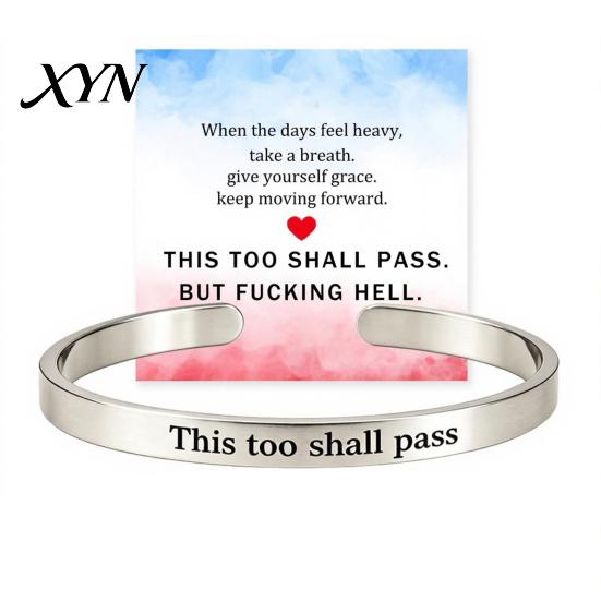 Bracciale da Donna Ispirazionale a Bracciale, Braccialetto con Mantra 'Anche Questo Passerà', Bracciale da Uomo Motivazionale con Messaggio Nascosto, Regolabile, Incoraggiamento