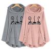 Hoodie Winter Womens Sweatshirts Fleece Fluffy Cat  Jumper Hooded Tops Pullover