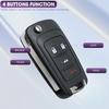 4 Button Keyless Entry Remote Control Flip Key Fob Replacement for Chevy Cruze Equinox Impala Camaro Malibu Sonic and GMC Terrain Buick Regal