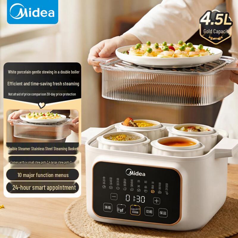 Электрическая пароварка-тушилка Midea 4,5 л, китайская вилка (адаптер в комплекте)