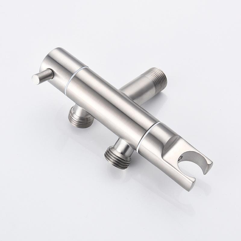 סט ידני לבידה מפלדת אל-חלד 304 סט ברז לבידה זרבובית מקלחת ניקוי עצמי שסתום זוויתי עם יציאה כפולה