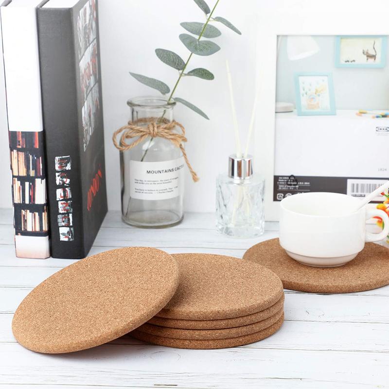 10PCS Cork Coaster for Drink, 90mm/3.54inch Round Absorbent Reusable Cork Mats Blank Coasters for Wine Glass Cup Mug DIY Crafts