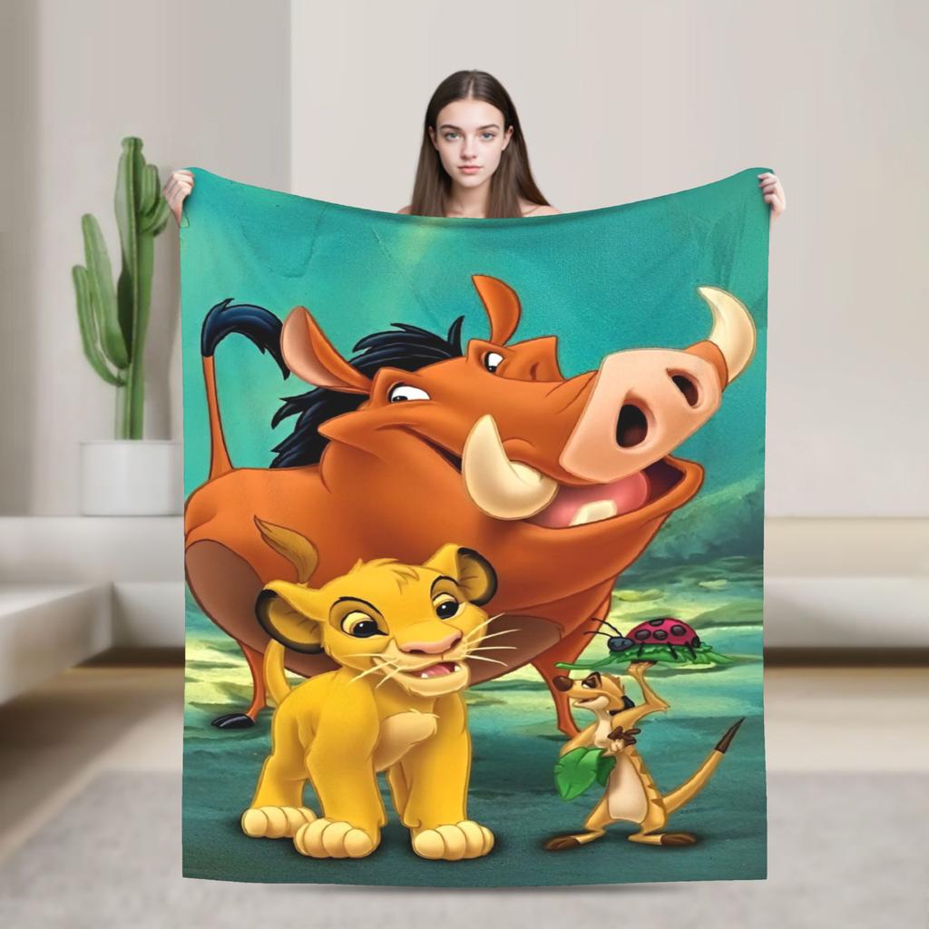 Simba Le Roi Lion Housse de Couverture Anime Couvertures Jetées en Flanelle Literie Canapé Portable Doux Chaud Couvre-lits