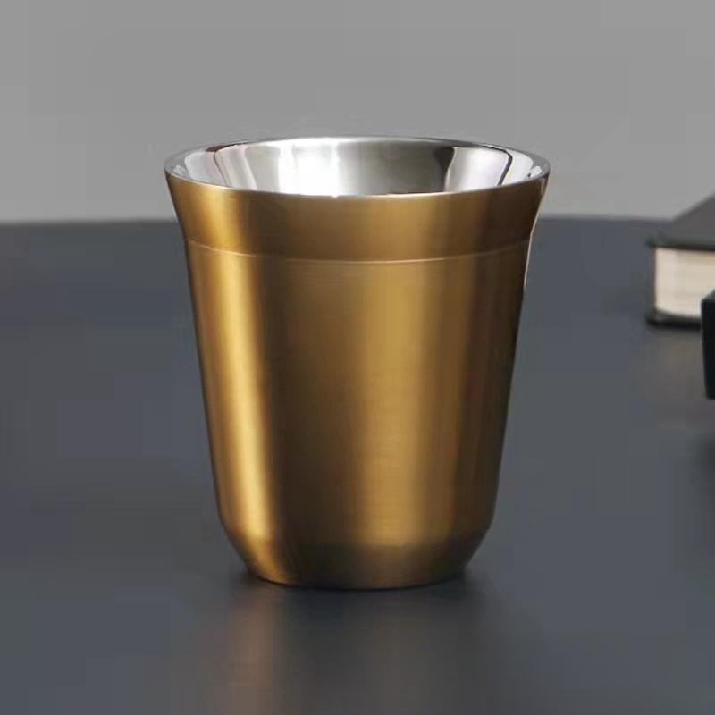Nerezové šálky na espresso Dvoustěnné izolované šálky Demitasse šálky Šálek na kávu pro pití kávy, Dárek pro něj Termohrnek
