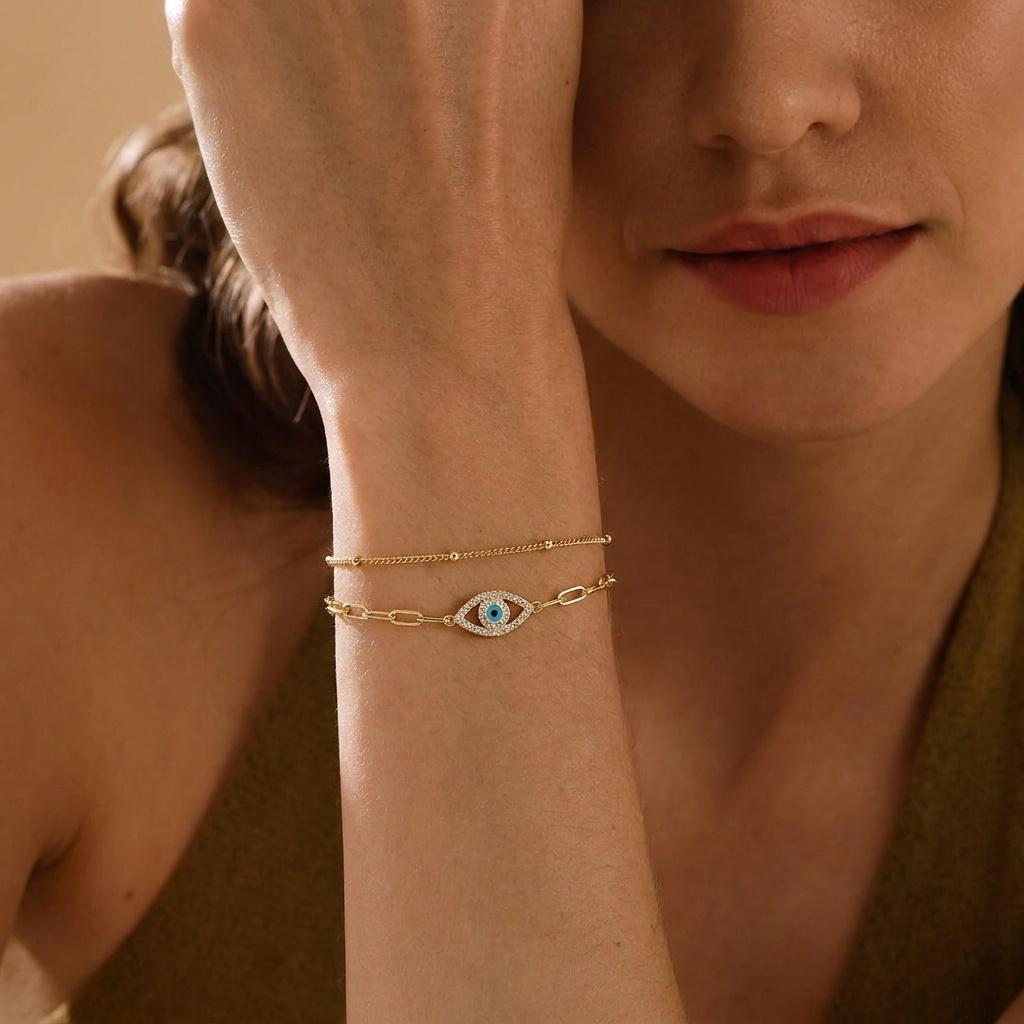 Gold Plated Double Hoop Teardrop Zircon Tassel Pendant Rings for Women Crystal Water Drop Connected Finger Ring Party Jewelry