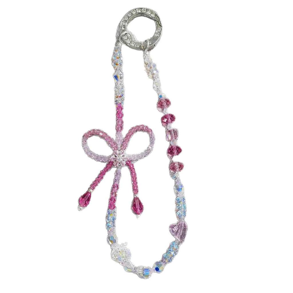 Crystal Bow Charm: Mobile Phone Chain, Keychain, Bag Ornament, Phone Case Lanyard, Women's Short Wrist Strap, Ins Style