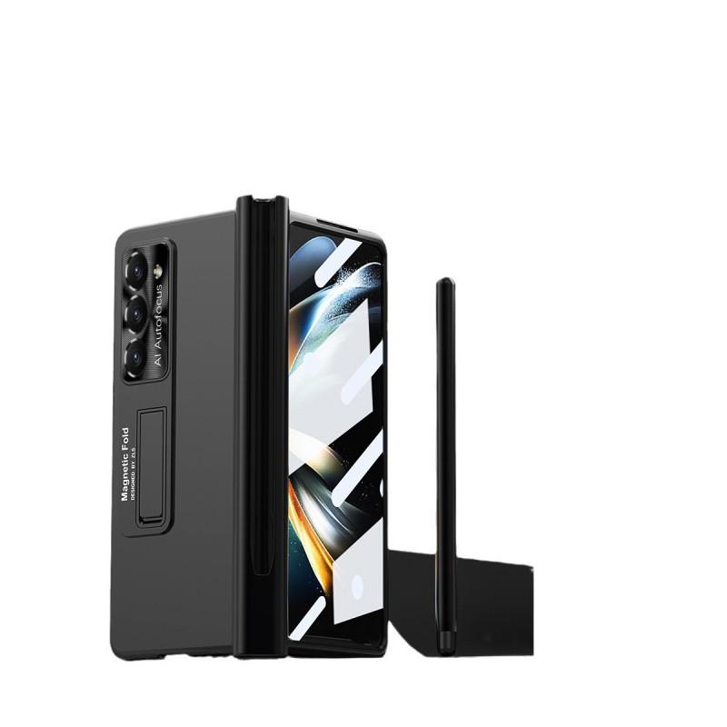 Magnetic Snap-on Case Galaxy Z Fold5 Fold4 Fold3 With Kickstand PC Cover Electroplated Lens Protector
