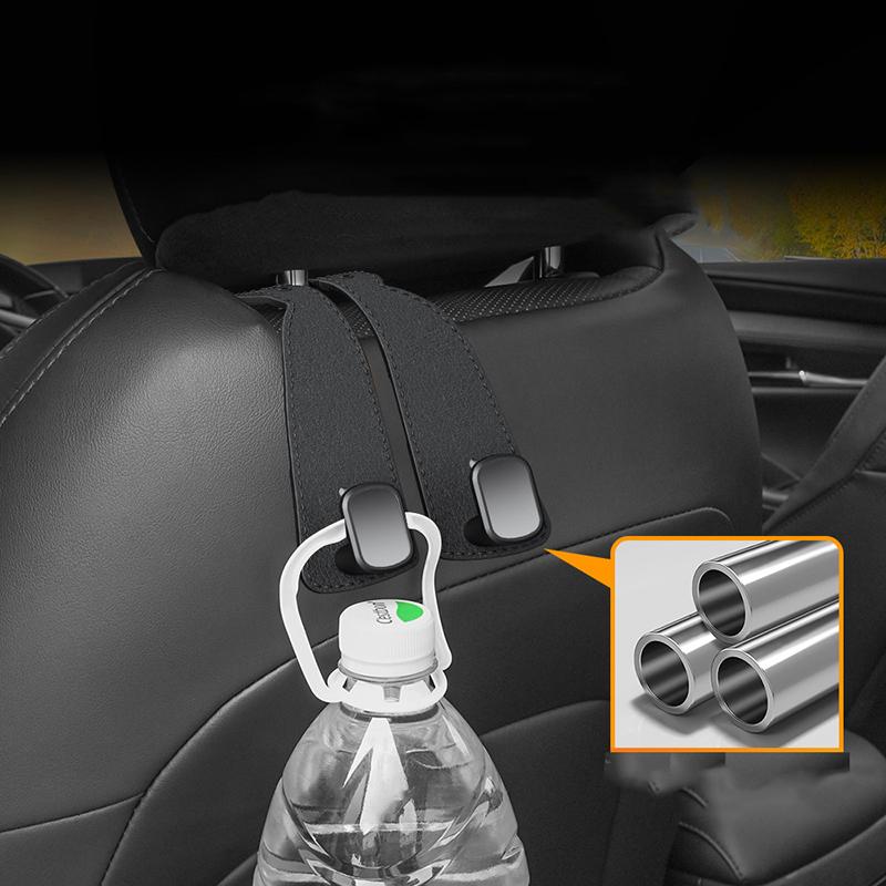 1 Piece 10Kg Large Load-Bearing Alloy Hook Hanger Tool Universal Car Headrest Hook Premium Suede Rear Seat Hanging Dual Hook