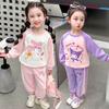 Toddler Girl Spring Autumn Cartoon Sweatshirt Set Cute Long Sleeve Two Piece Outfit Fashionable Casual Clothes