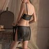 Erotic Underwear, Sexy Sequined Mesh Belly Band, slit Short Skirt, Pure Desire Uniform, Seductive Pajamas Set 8853