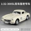 1:32 Scale 300SL Miniature Vintage Car Model Toys Alloy Diecast Sound Light Doors Opened Pull Back Ornament Model for Kids Gifts