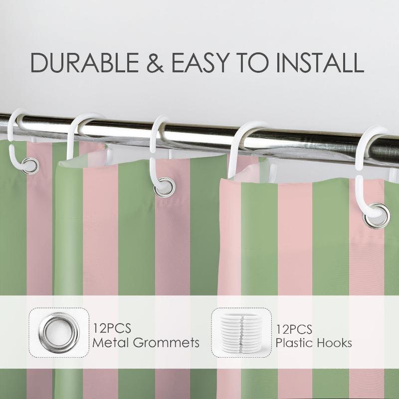 Tenda da Doccia Impermeabile a Strisce Verticali Colorate con 12 Ganci Tenda Decorativa per Bagno per la Privacy