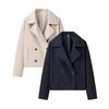 Women'S Fashion Casual Lapel Versatile Double-Breasted Short Wool Jacket