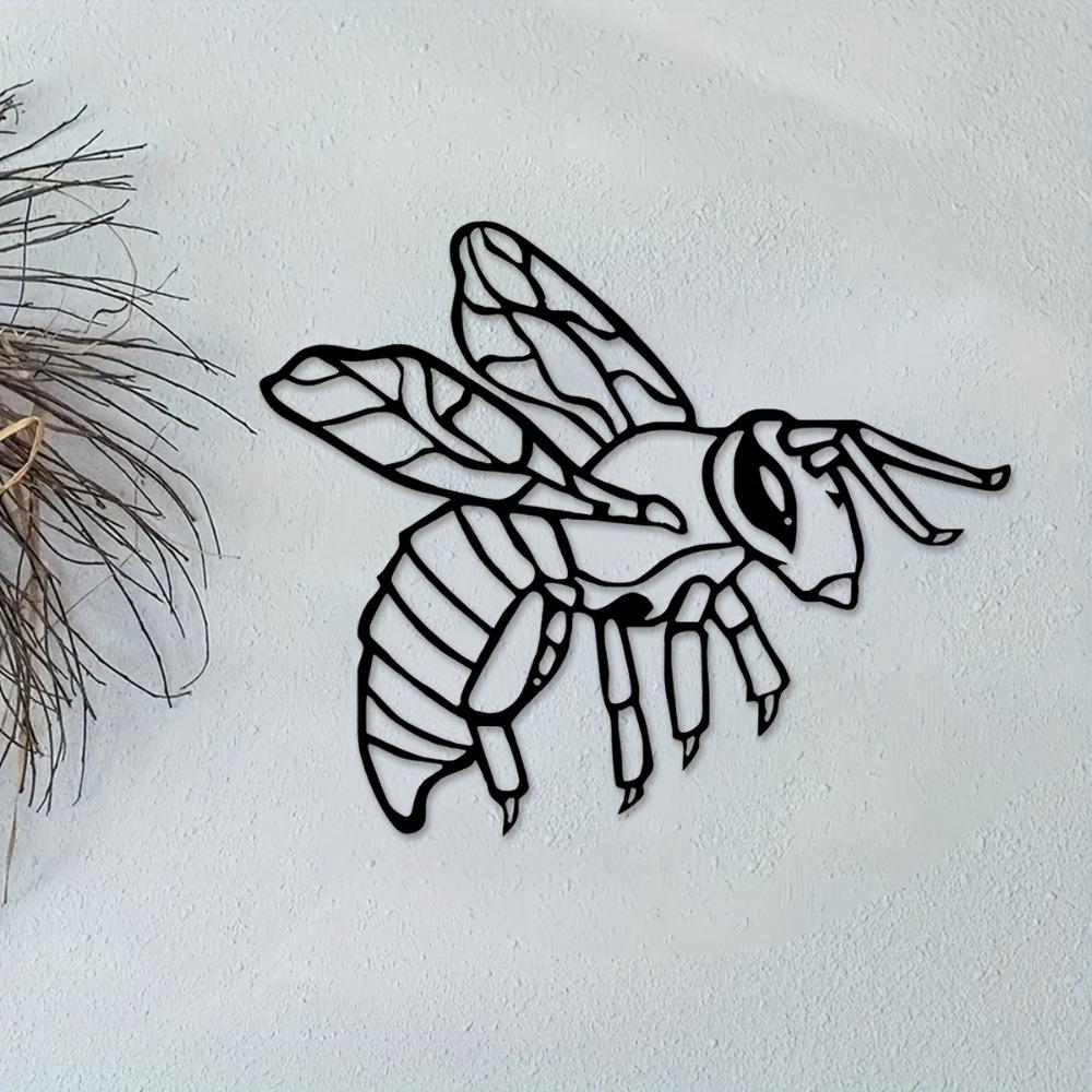 1 Stück Metallbiene Wandkunst, Eisenbiene Außengarten Skulptur, Terrassen Zaun Dekoration für Wohnzimmer Balkon Innen Haus