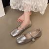 Flat bottom shallow mouth single shoes women's autumn new square head temperament matching skirt one-word buckle Mary Jane women's shoes