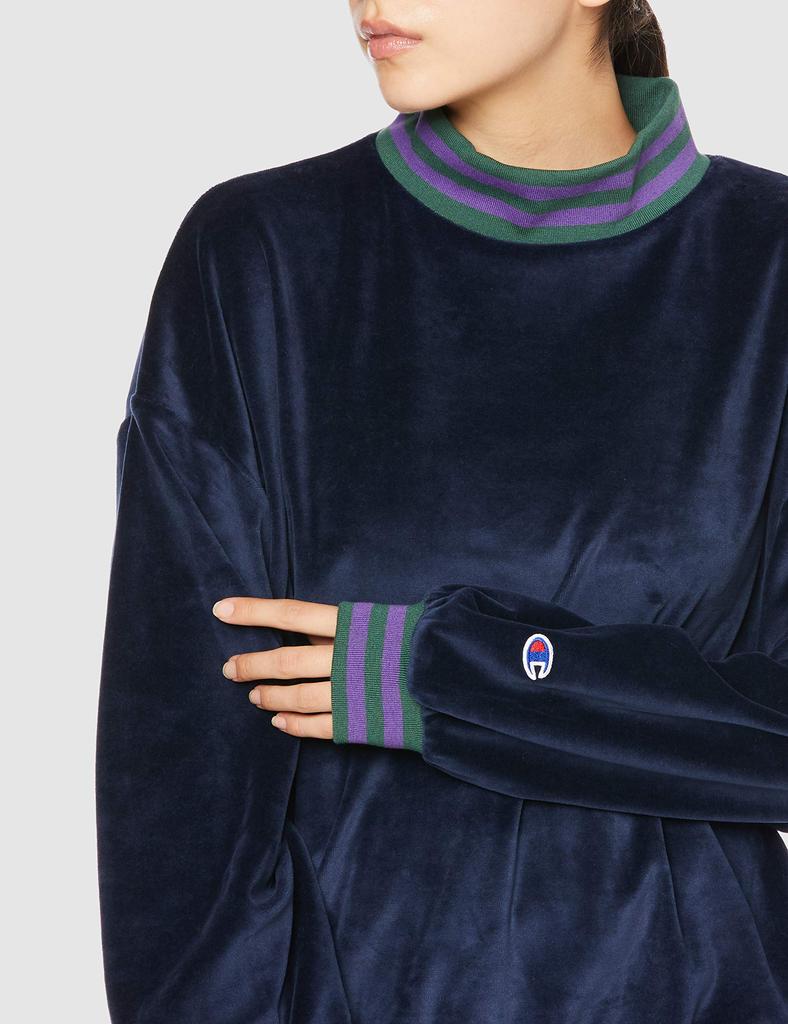 Champion Line Rib Crew Neck Dark Size M Size Women's Sweatshirt, CW-S013, Navy, (Japan M)