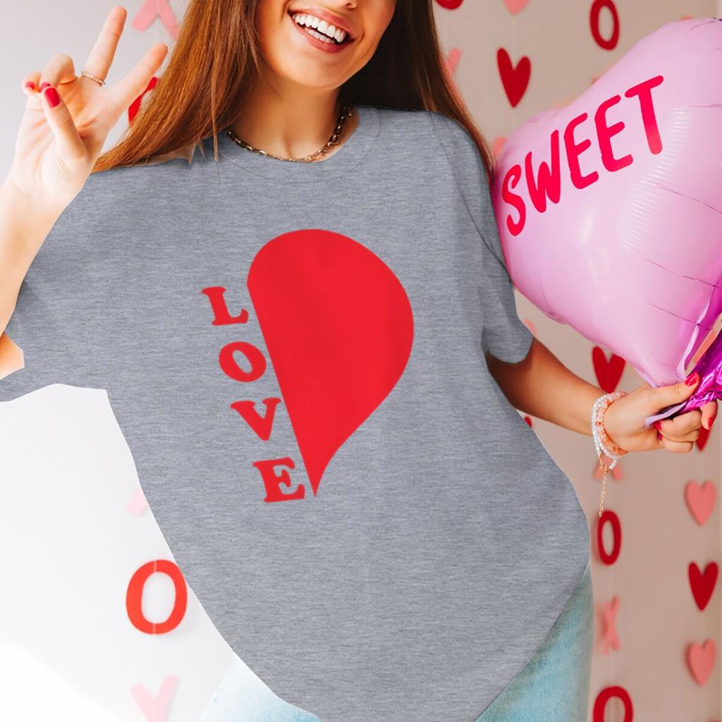 Red Heart Print Couples Graphics Matching Tshirt LOVE Fashion Vintage Women Men Casual Valentines Day Gifts Lovers Tee Shirt