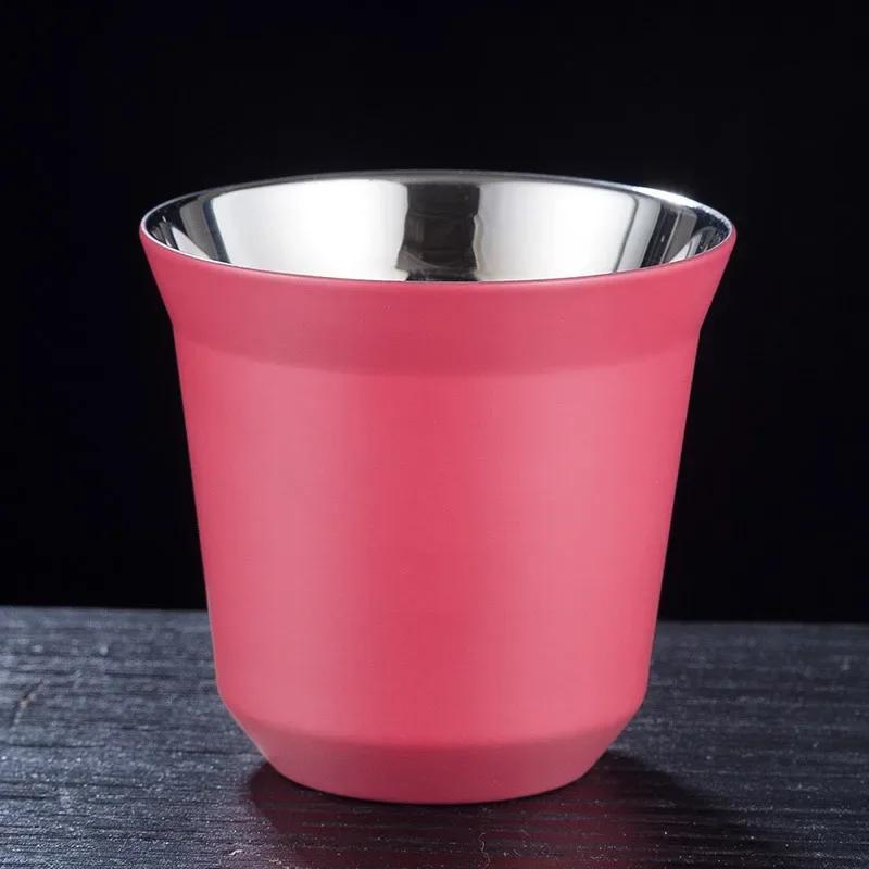 80ml/2.7oz 304 Roestvrij Staal Espresso Koffiekopje Draagbaar Dubbelwandig Kantoor Melk Thee Dranken Mok Kop Mini Whisky Wijnglazen