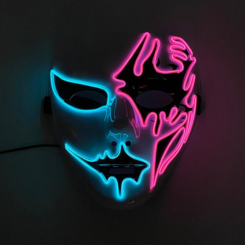 Glow Party Cosplay Mask Neon Mask Led Mask Masque Masquerade Party Masks Led Light Up Props Glow In The Dark Costume Supplies