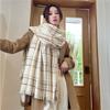 Autumn and winter new wool fine plaid scarf women's high-end sense versatile tassel shawl versatile thickened warm scarf