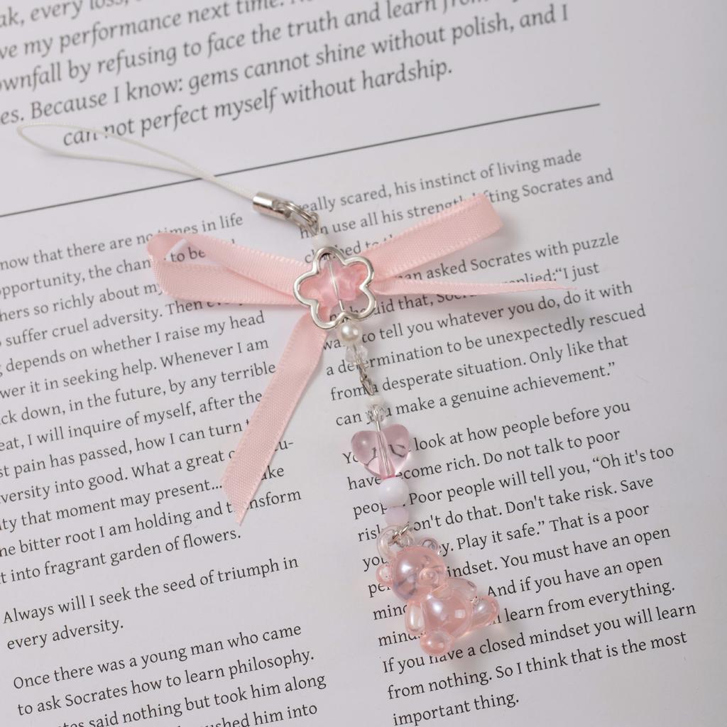 New sweet girl heart pink bear mobile phone chain goben pendant bag buckle mobile phone chain lanyard ornament