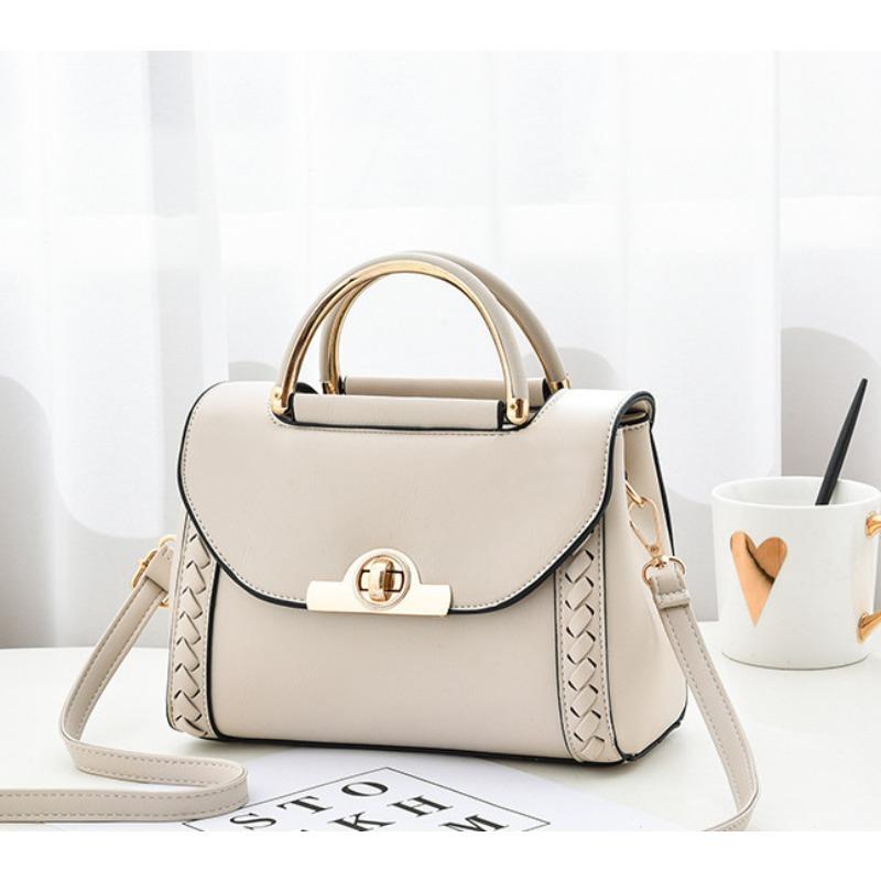 

[Daifa Women s Bag] New Fashion Woven Handbag Lock Small Square Bag One Shoulder Crossbody Bag Daifa хакі