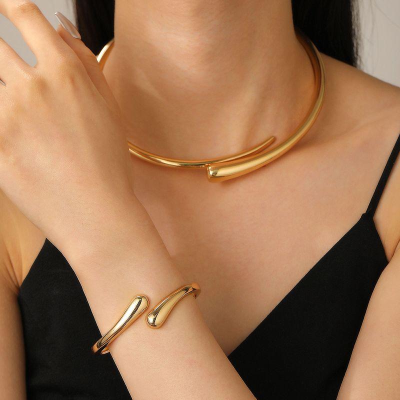 European and American Cross-Border Personalized Geometric Metal Glossy Spring Open Choker Bracelet for Women Punk Simple Necklace Choker