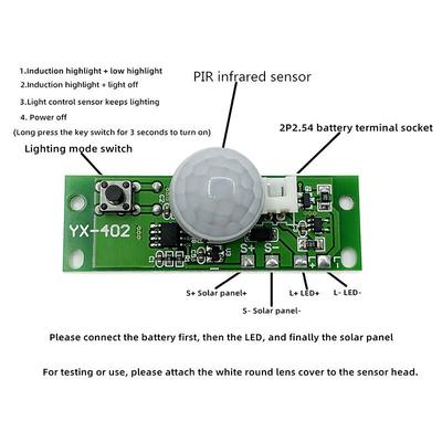 New 1Pc 3.7V DIY Solar Lamp Board Control Sensor Night Light Module Controller Infrared Human Body Induction Solar Circuit Board