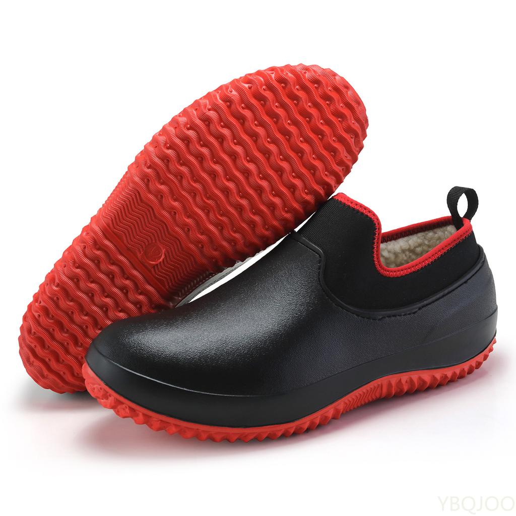 Mens Kitchen Working Shoes Non-slip Waterproof Chef Shoes Casual Unisex Work Shoes Water Shoes Rain Cotton Boots Plus Size