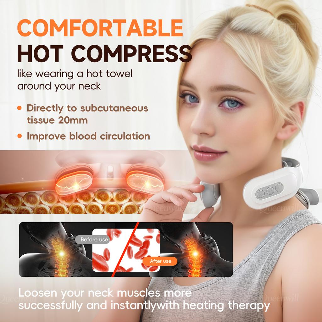 Smart Neck Shoulder Massager 4 Pads 6 Modes 16 Levels Portable Cordless USB Charging Gift for Men Women