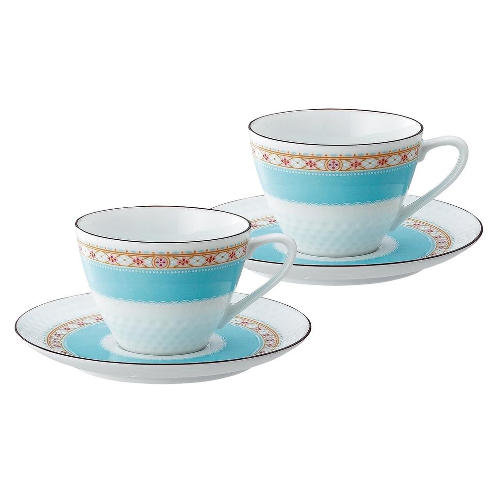 Noritake Humming Blue Cup & Saucer Set (Pair) (For Coffee and Tea) 125cc, Blue Fine Porcelain, P5389L/1645